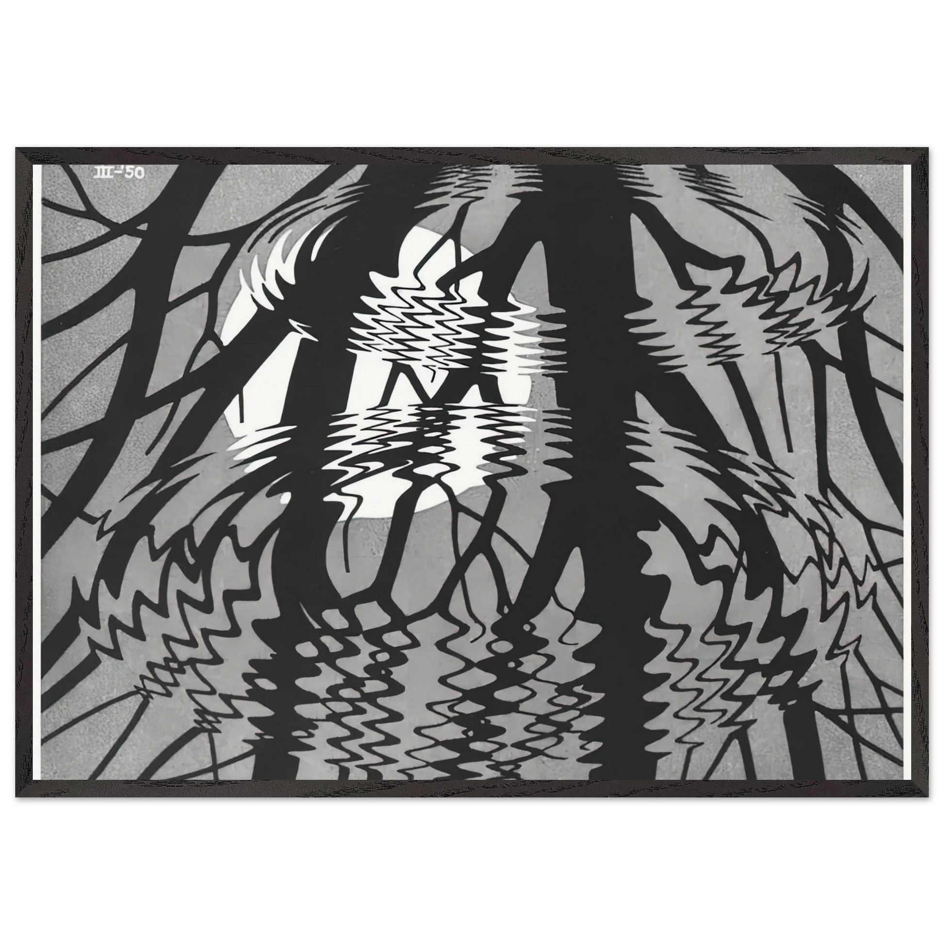 RIPPLED SURFACE - MC Escher Framed Art Print – Black Wooden Frame - Default Title - -Framed Art Print