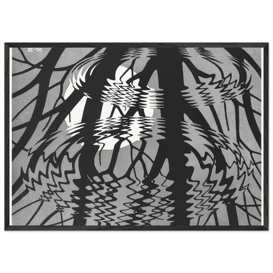 RIPPLED SURFACE - MC Escher Framed Art Print – Black Wooden Frame - Default Title - -Framed Art Print