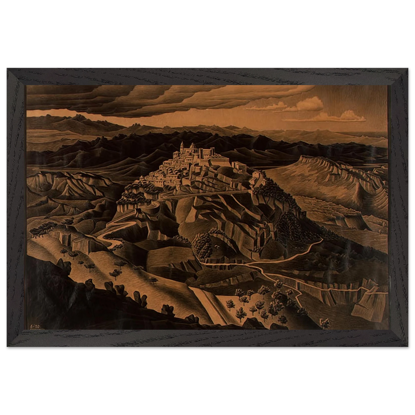 MC Escher - ITALIAN TOWN Wall Art - 30x40 cm / 12x16 inches - Fine Art Poster - -