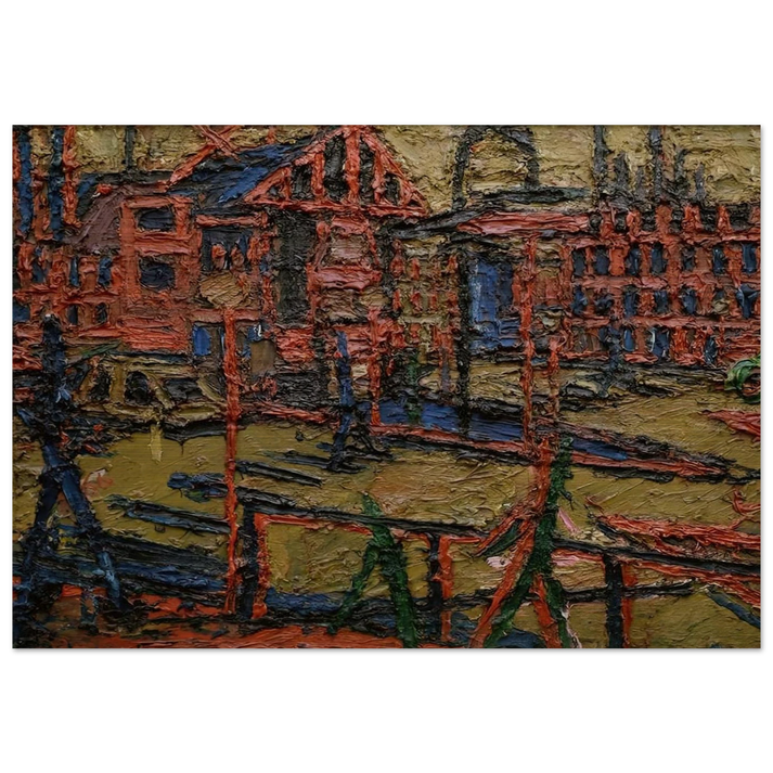 BEHIND CAMDEN TOWN STATION SUMMER EVENING - Frank Auerbach Brushed Aluminum Print - 70x100 cm / 28x40 inches | Frank Auerbach Aluminum Print | Frank Auerbach Prints