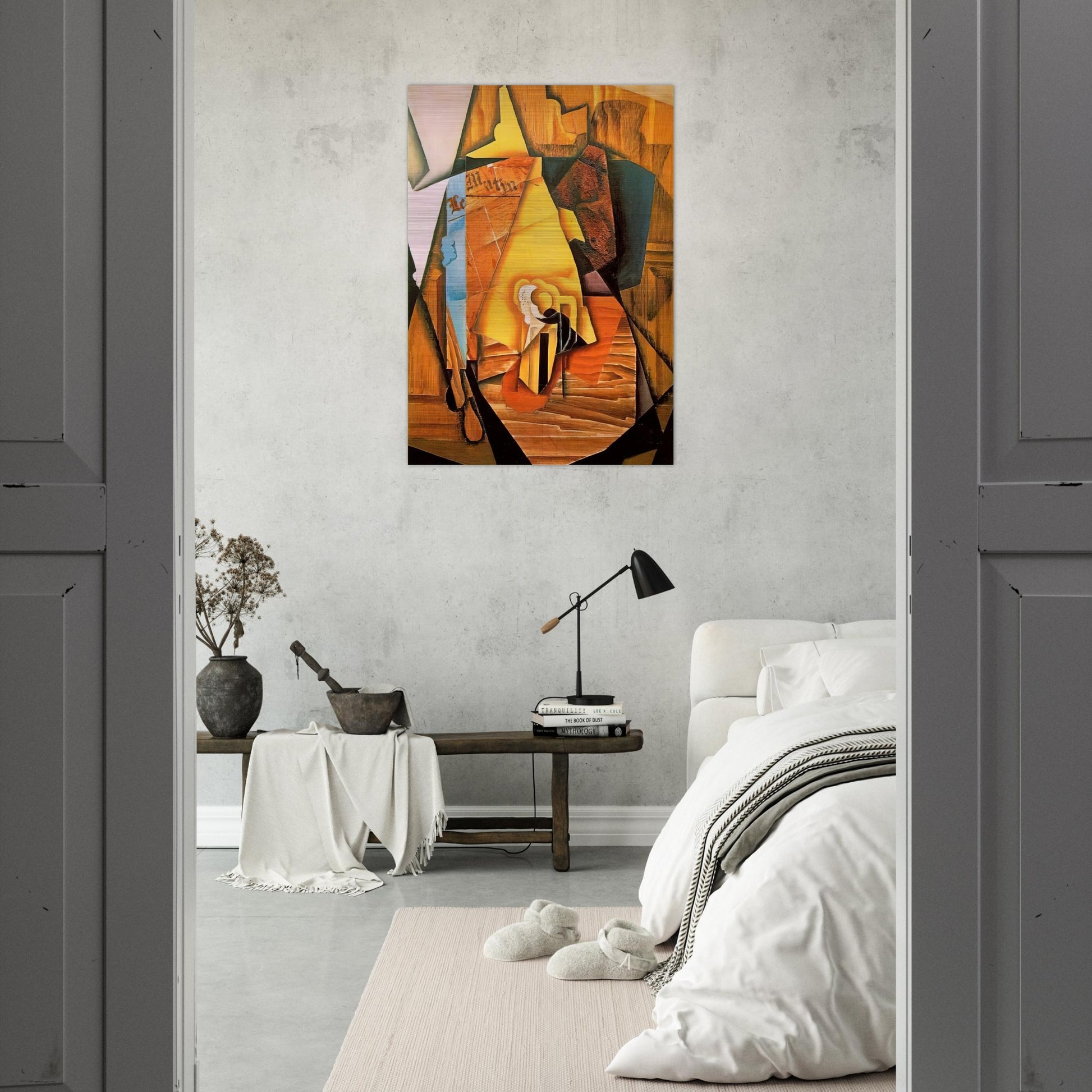 A MAN IN A CAFE 1914 - Juan Gris Brushed Aluminum Print - 70x100 cm / 28x40 inches | Juan Gris Aluminum Print | Juan Gris Prints