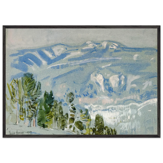 Looking towards Mount Adams from Mount Hood - Childe Hassam 70x100 cm / 28x40 inches Framed Art Print – Black Wooden Frame