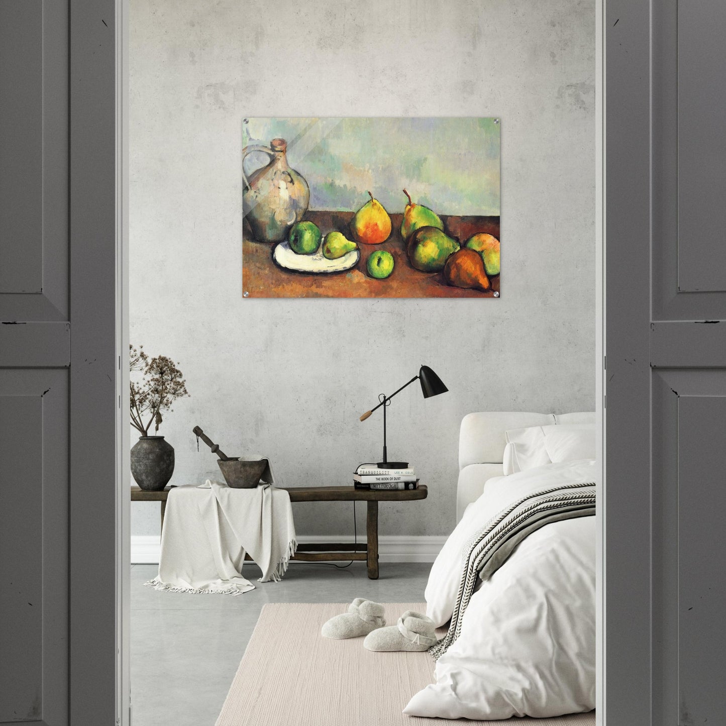 Still life, pitcher and fruit - Paul Cézanne Acrylic Print - 70x100 cm / 28x40″ inches