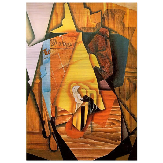 A MAN IN A CAFE 1914 - Juan Gris Brushed Aluminum Print - 70x100 cm / 28x40 inches | Juan Gris Aluminum Print | Juan Gris Prints