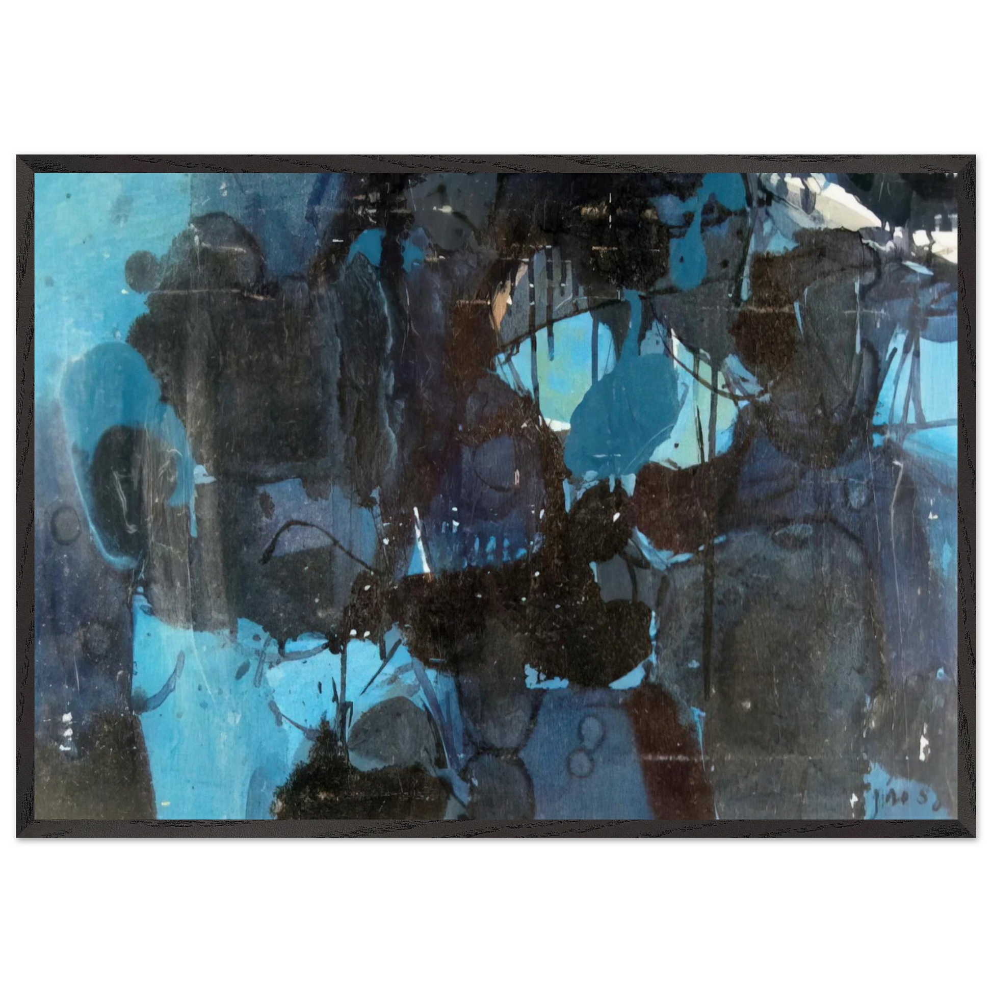 Untitled - 1950 N5 - Jiro Yoshihara Framed Art Print – Black Wooden Frame - Default Title - -Framed Art Print