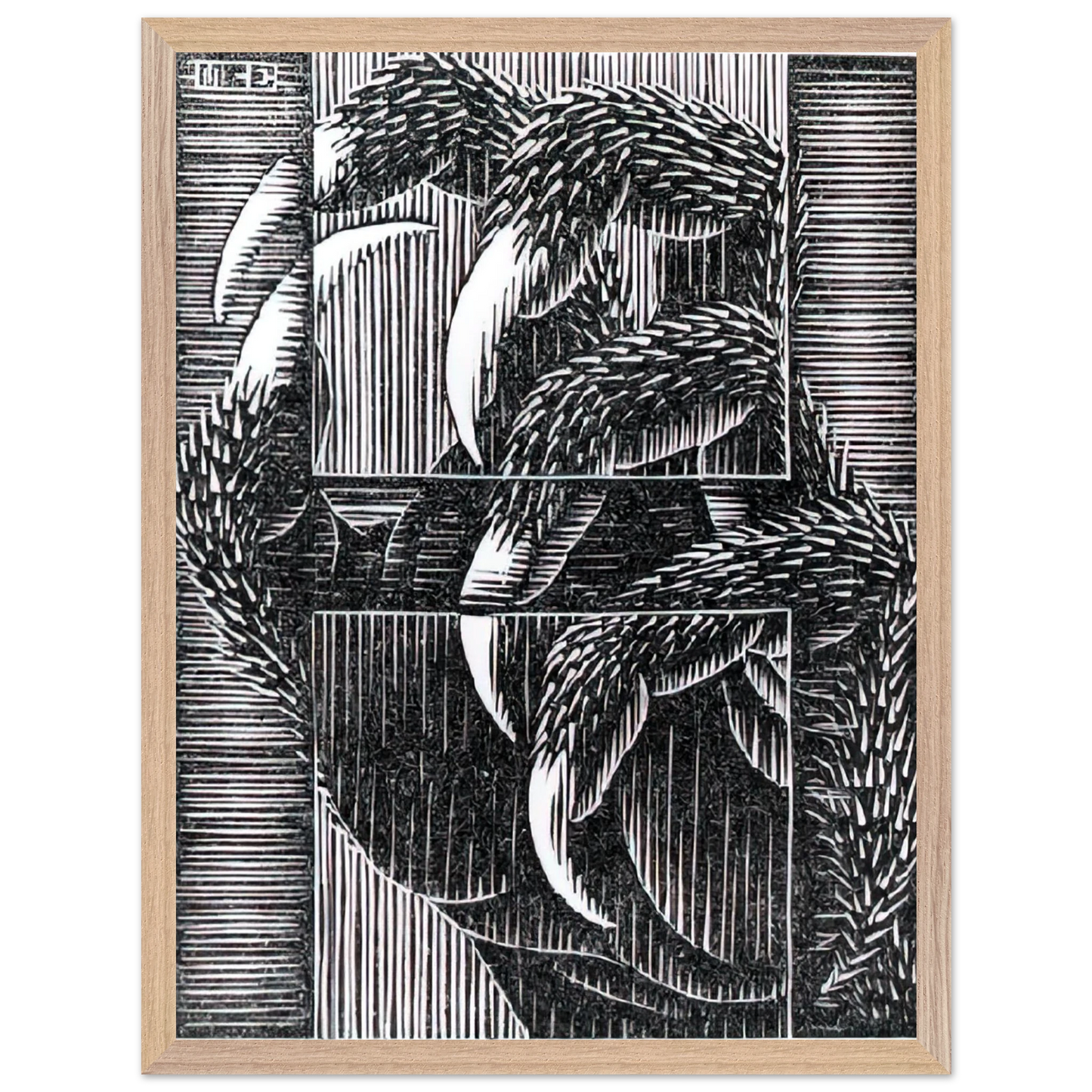 MC Escher - ESCHER (13) Wall Art - 30x40 cm / 12x16 inches - Premium Wooden Framed Poster With Fine Art Paper - White frame