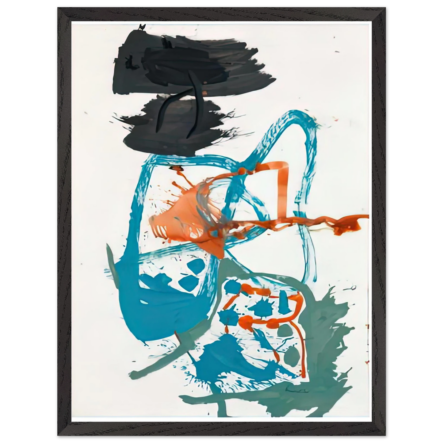 Helen Frankenthaler - Winter Figure with Black Overhead, 1959- Wall Art - 60x80 cm / 24x32 inches - Premium Wooden Framed Poster With Fine Art Paper - White frame
