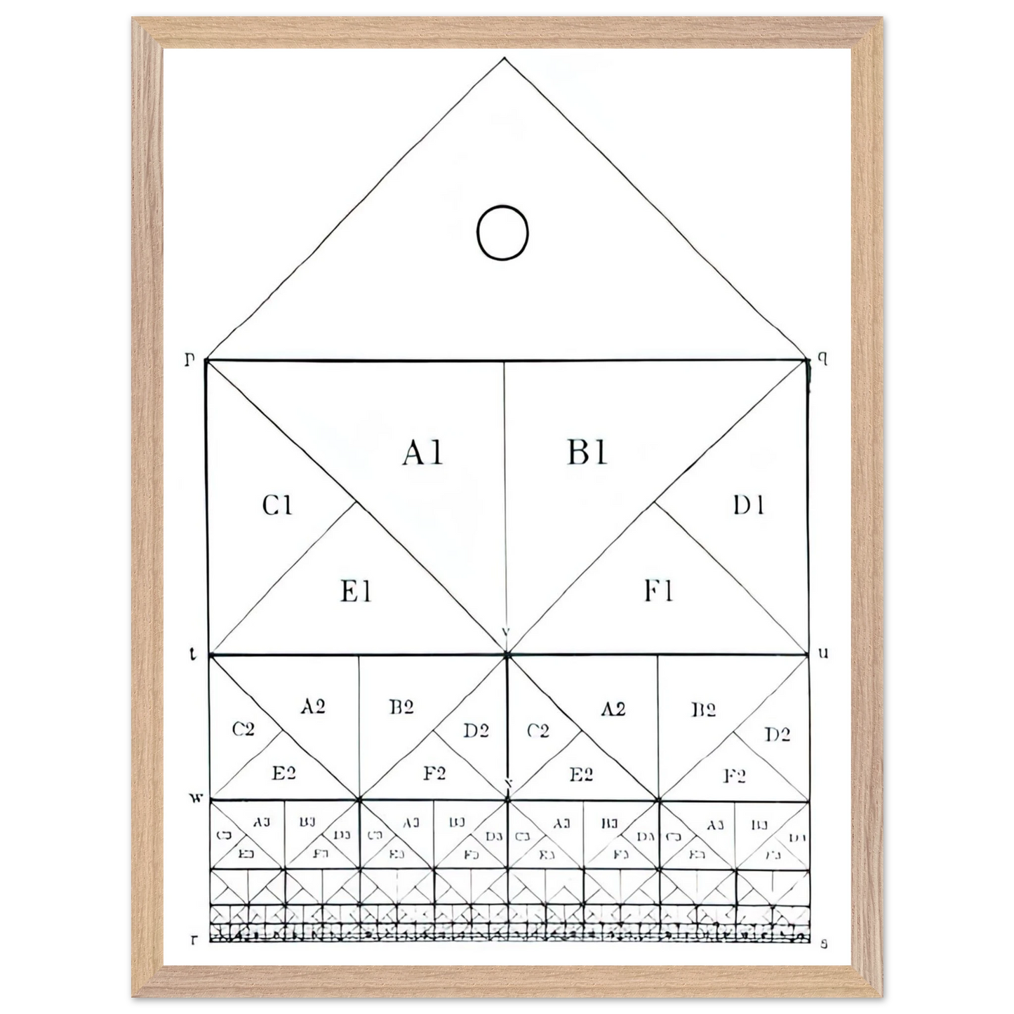 MC Escher - SCHEME Wall Art - 21x29.7 cm / 8x12" - Premium Wooden Framed Poster With Fine Art Paper - Black frame