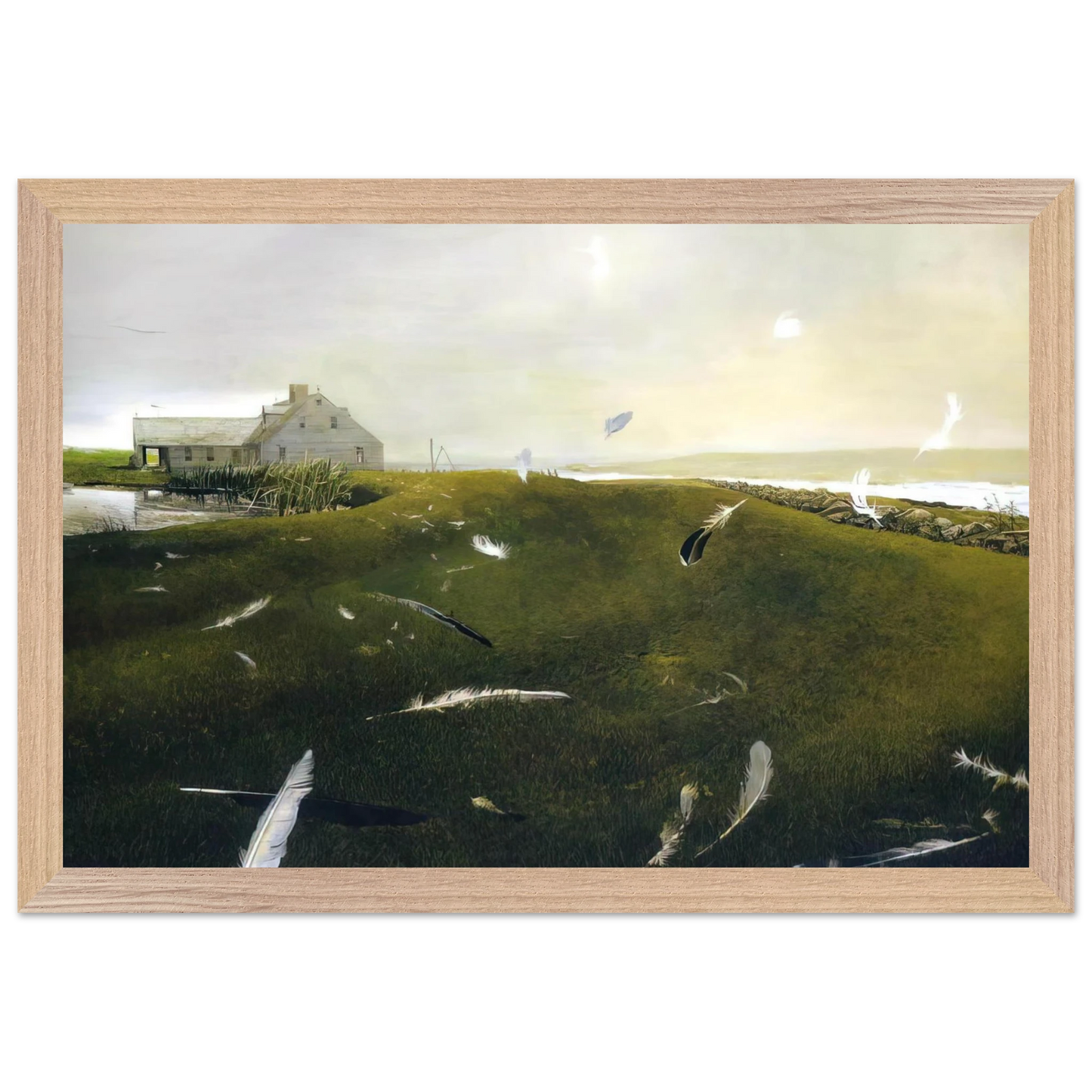 Andrew Wyeth - AIRBORNE Wall Art - 21x29.7 cm / 8x12" - Premium Wooden Framed Poster With Fine Art Paper - White frame