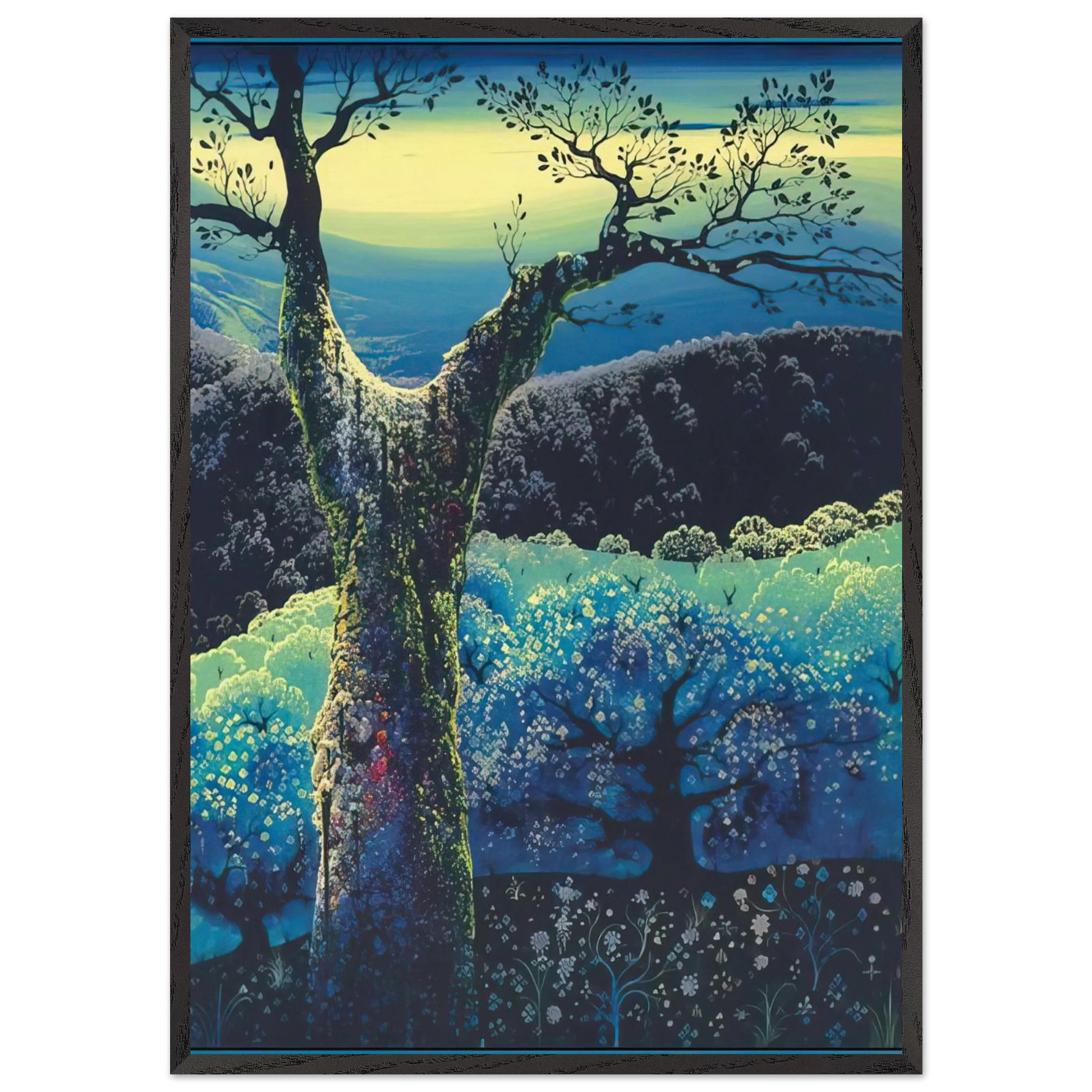 Orchard in Bloom - Eyvind Earle Framed Art Print – Black Wooden Frame - Default Title - -Framed Art Print