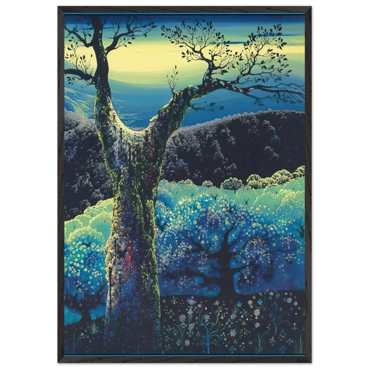 Orchard in Bloom - Eyvind Earle 70x100 cm / 28x40 inches Framed Art Print – Black Wooden Frame