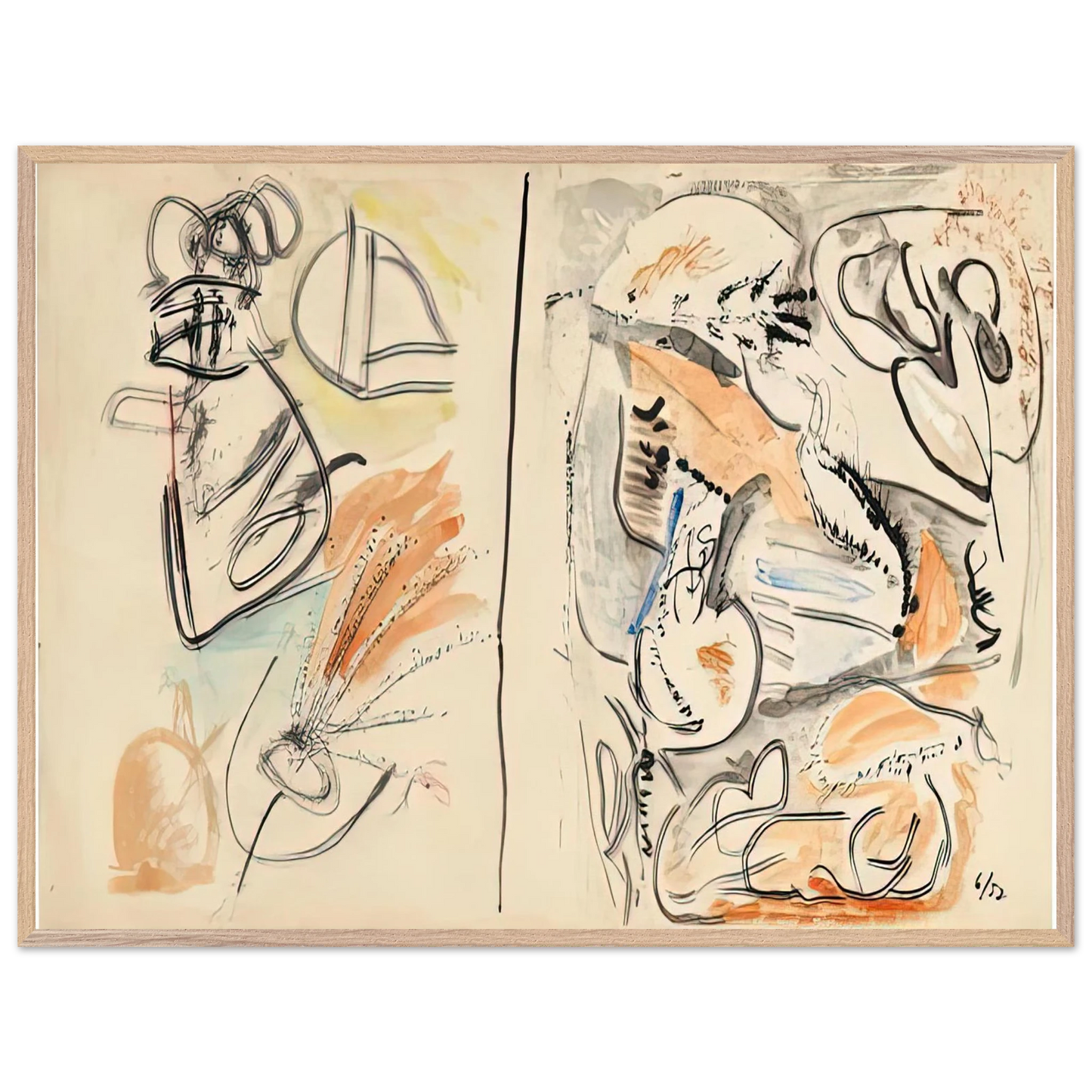 Helen Frankenthaler - Window Shade No. 2, 1952- Wall Art - 60x80 cm / 24x32 inches - Premium Wooden Framed Poster With Fine Art Paper - Black frame