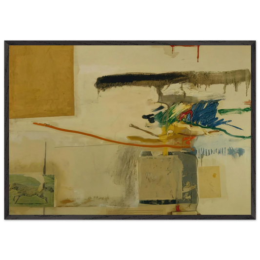 UNTITLED FORMERLY TITLED COLLAGE WITH HORSE 1957 - Robert Rauschenberg Framed Art Print – Black Wooden Frame - Default Title - -Framed Art Print