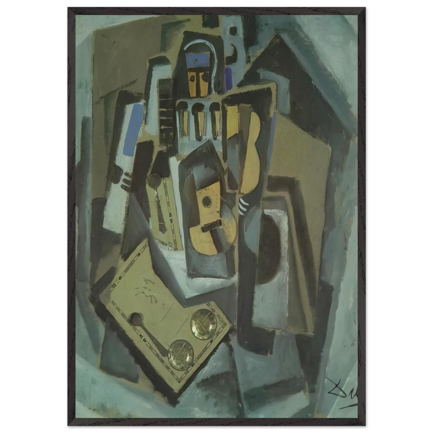 PIERROT AND GUITAR - Salvador Dali Framed Art Print – Black Wooden Frame - Default Title - -Framed Art Print