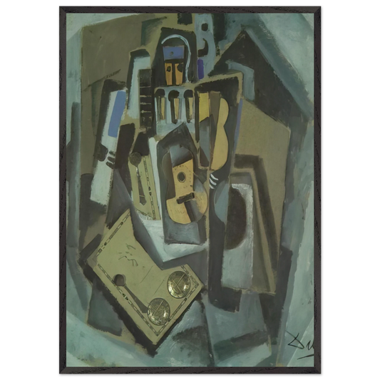 PIERROT AND GUITAR - Salvador Dali Framed Art Print – Black Wooden Frame - Default Title - -Framed Art Print