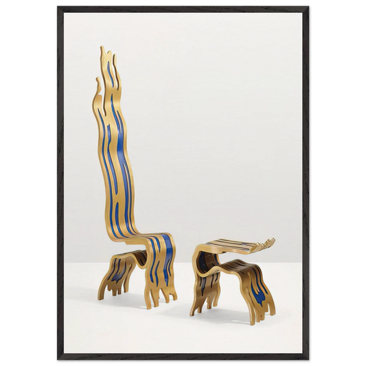 BRUSHSTROKE CHAIR AND OTTOMAN 1988 - Roy Lichtenstein Framed Art Print – Black Wooden Frame - Default Title - -Framed Art Print