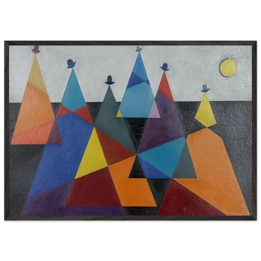 Untitled Mountains - 1955 - Omar Rayo Framed Art Print – Black Wooden Frame - Default Title - -Framed Art Print