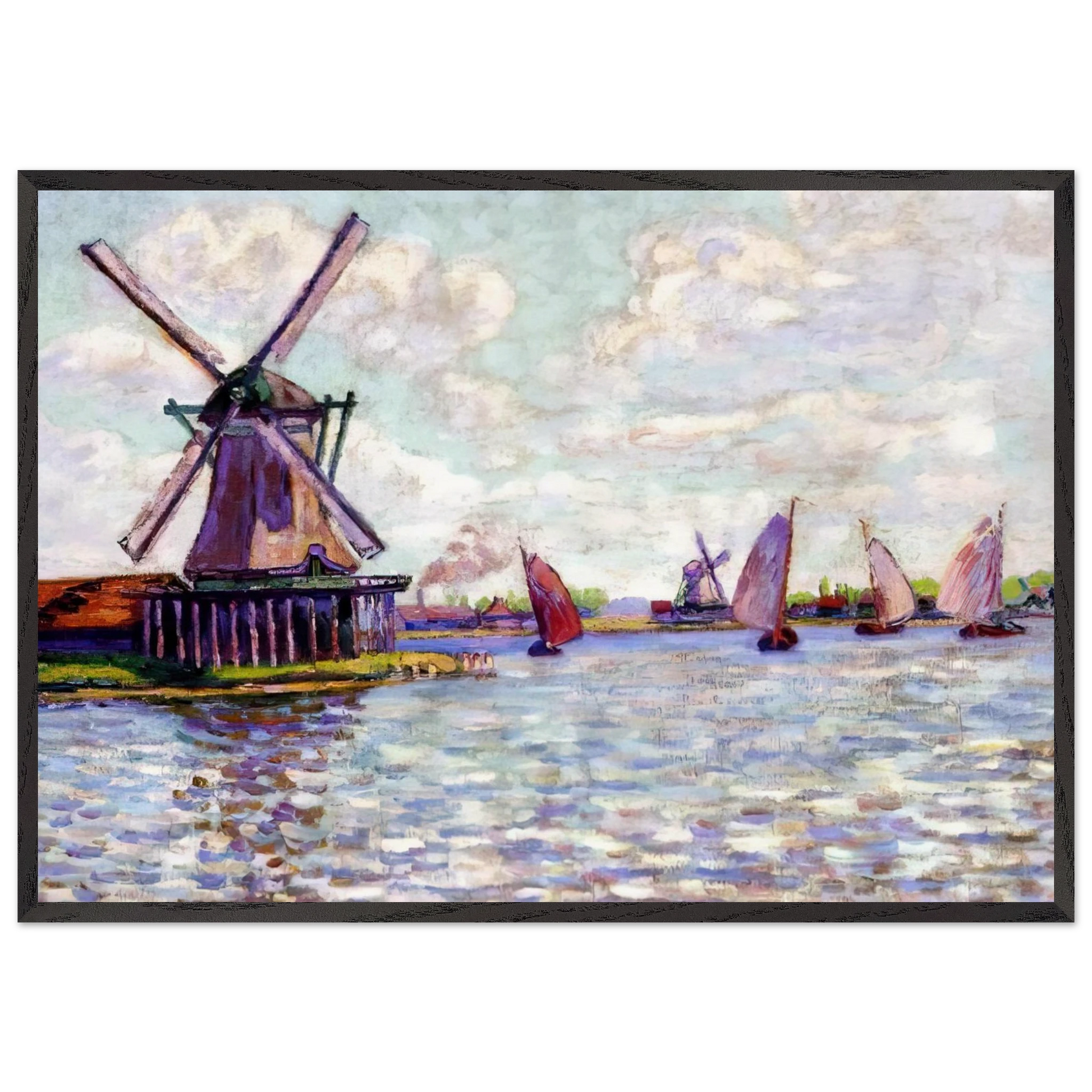 Moulins en Hollandee - 1904 - Armand Guillaumin Framed Art Print – Black Wooden Frame - Default Title - -Framed Art Print