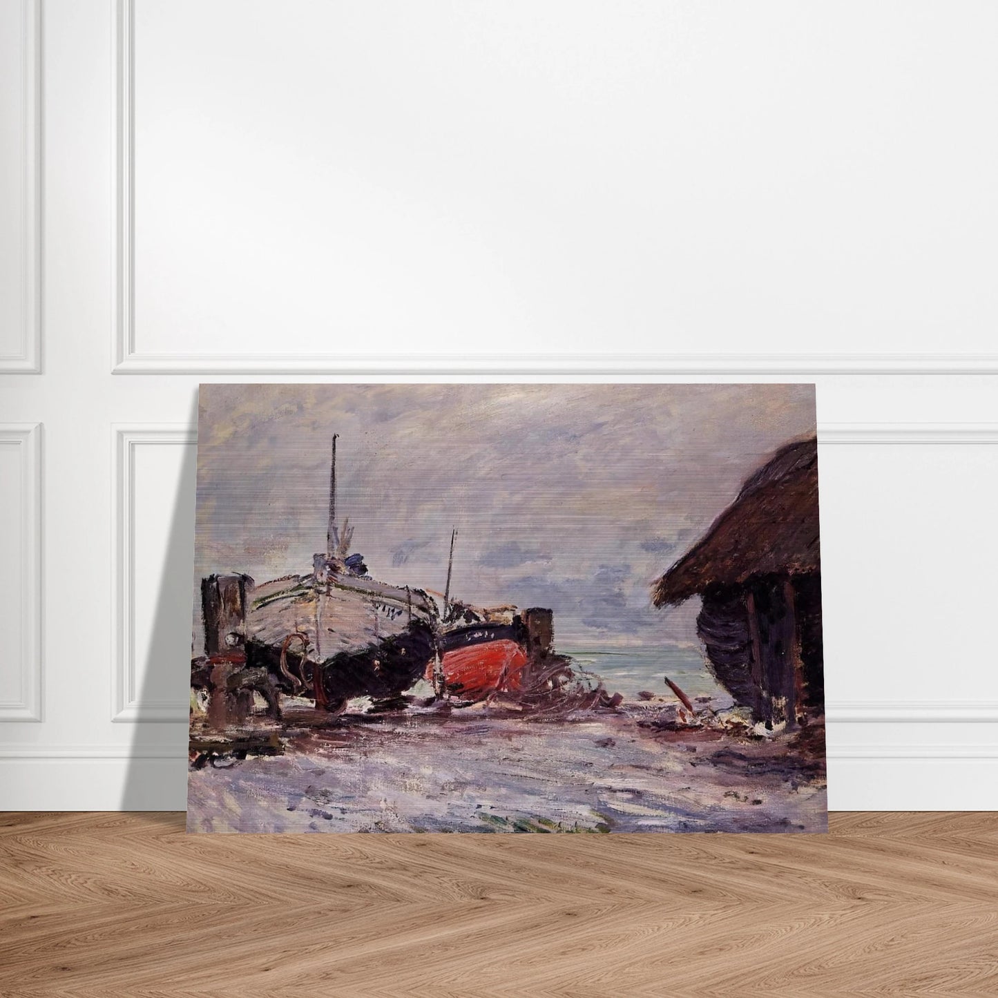 Fishing Boats at Etretat - claude monet Brushed Aluminum Print - 70x100 cm / 28x40 inches | claude monet Aluminum Print | claude monet Prints
