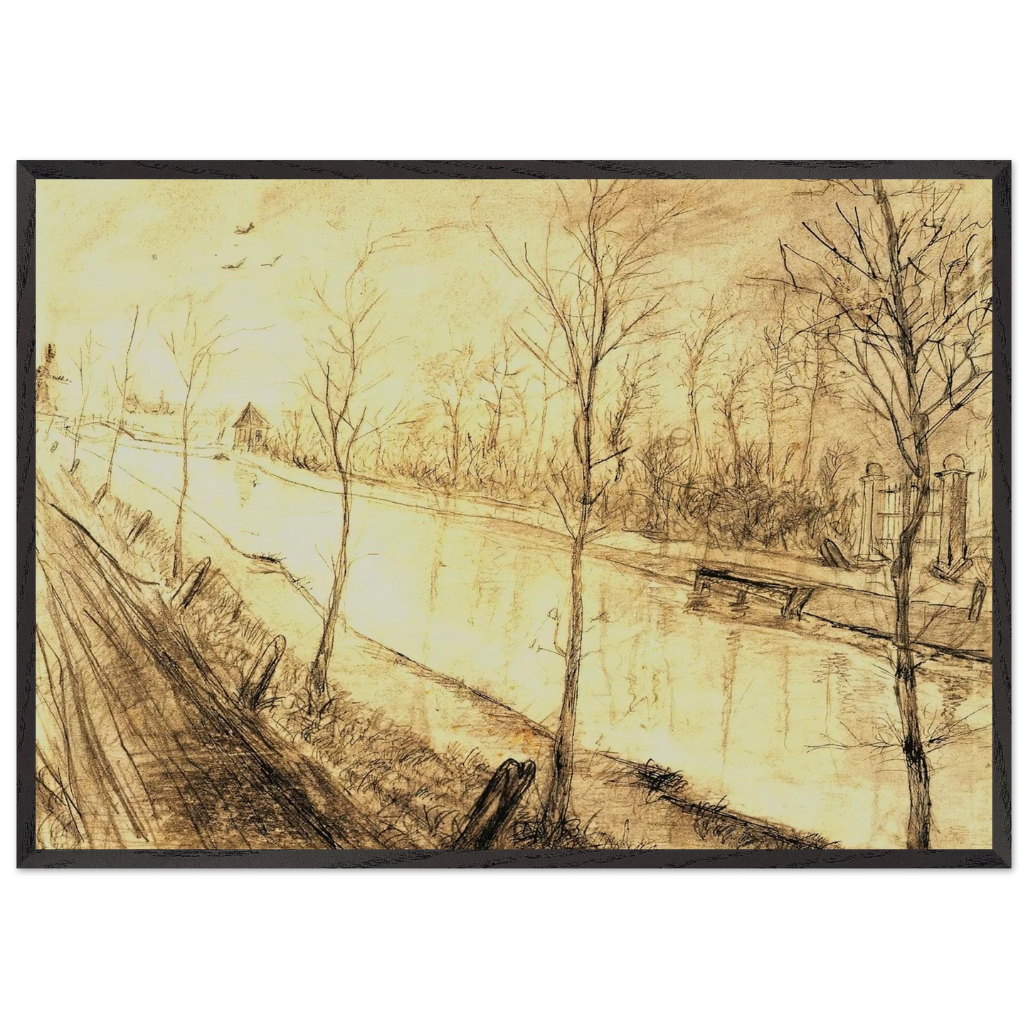 Canal - Vincent van Gogh Framed Art Print – Black Wooden Frame - Default Title - -Framed Art Print