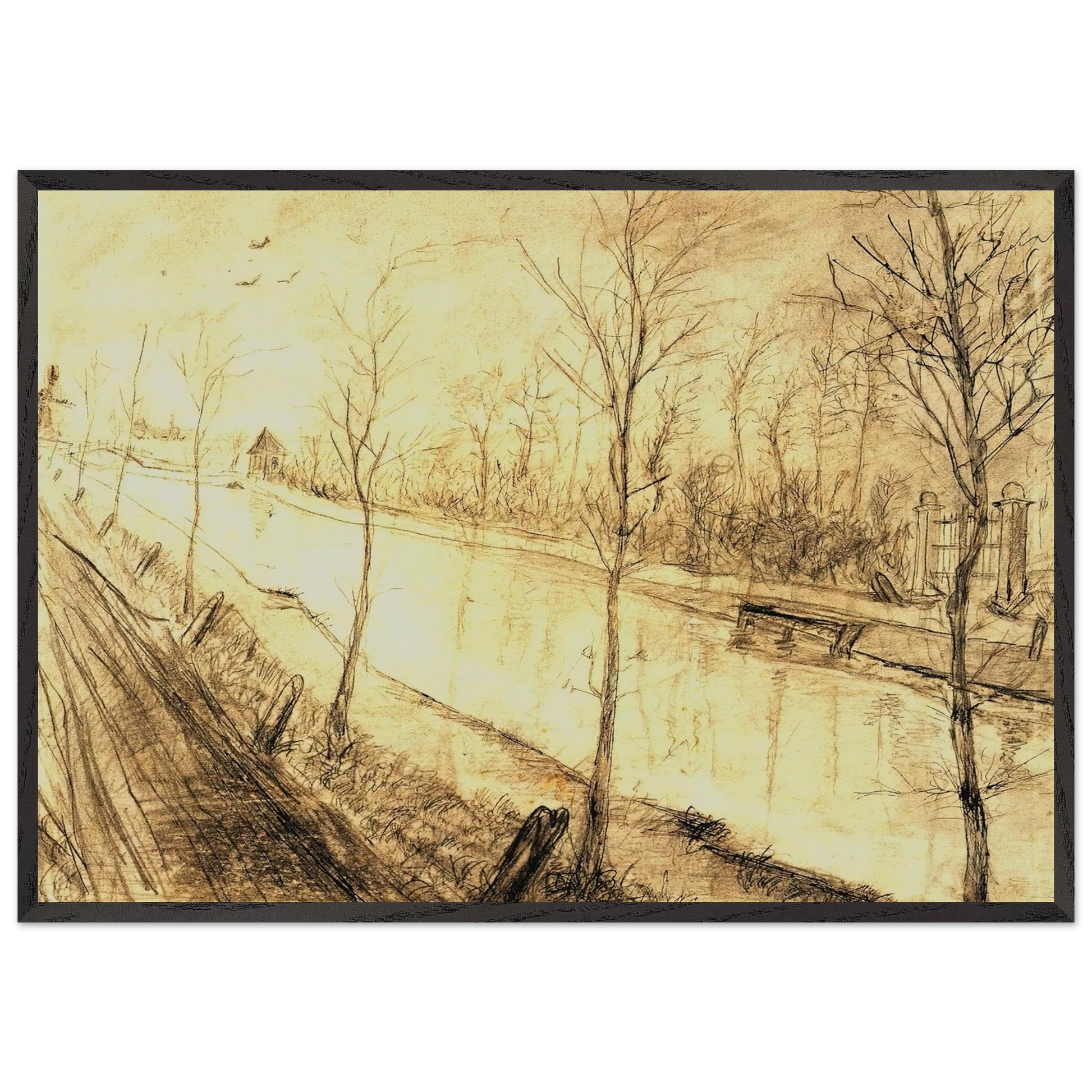 Canal - Vincent van Gogh Framed Art Print – Black Wooden Frame - Default Title - -Framed Art Print