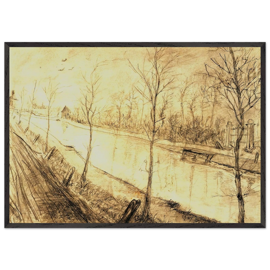Canal - Vincent van Gogh 70x100 cm / 28x40 inches Framed Art Print – Black Wooden Frame