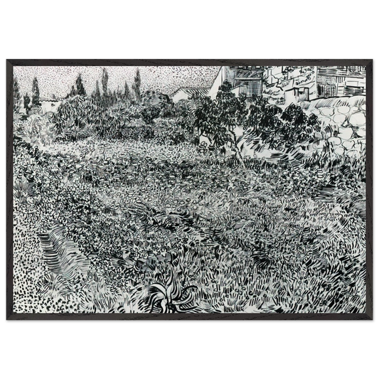 Garden with Flowers - Vincent van Gogh 70x100 cm / 28x40 inches Framed Art Print – Black Wooden Frame