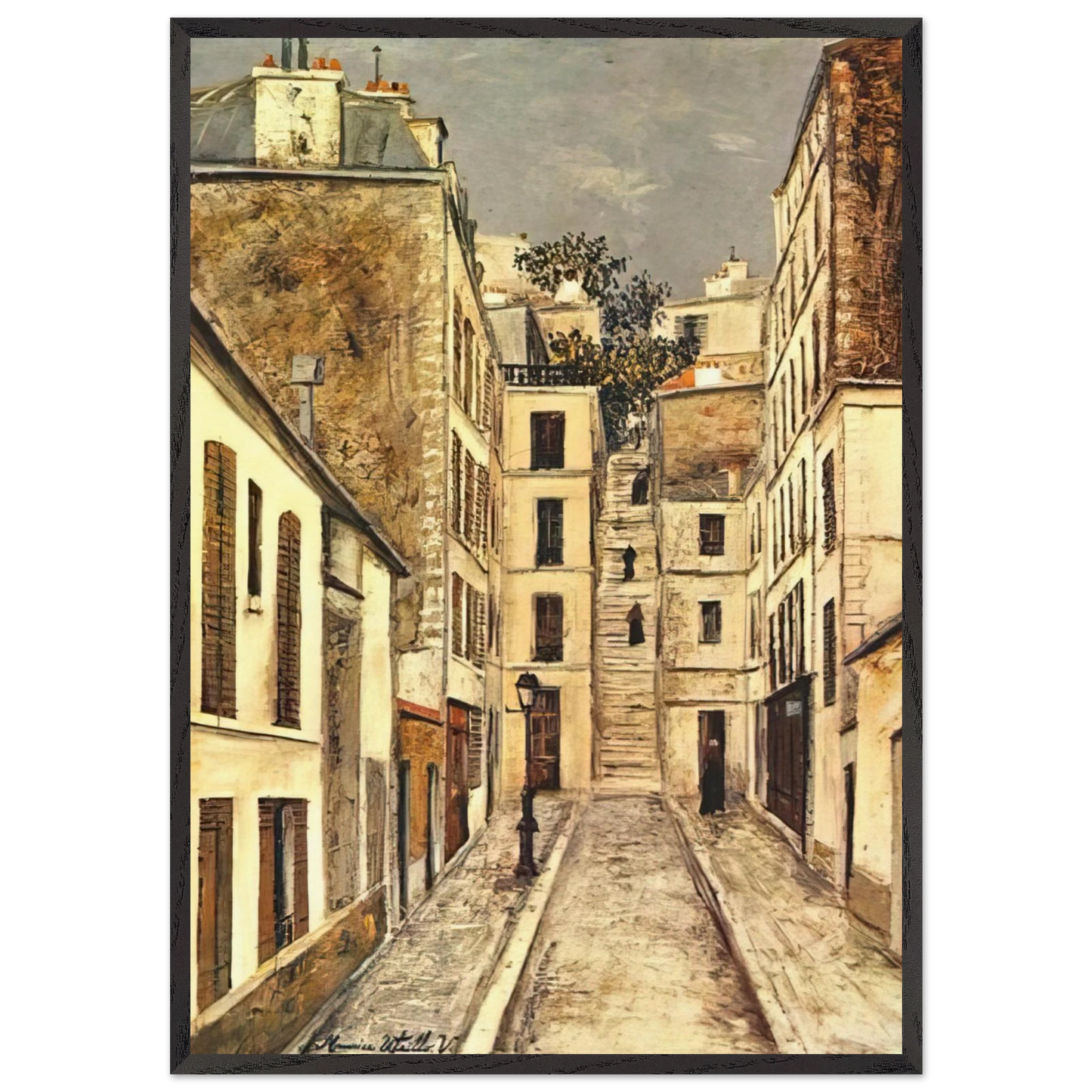 THE PASSAGE THE DEAD END - Maurice Utrillo Framed Art Print – Black Wooden Frame - Default Title - -Framed Art Print