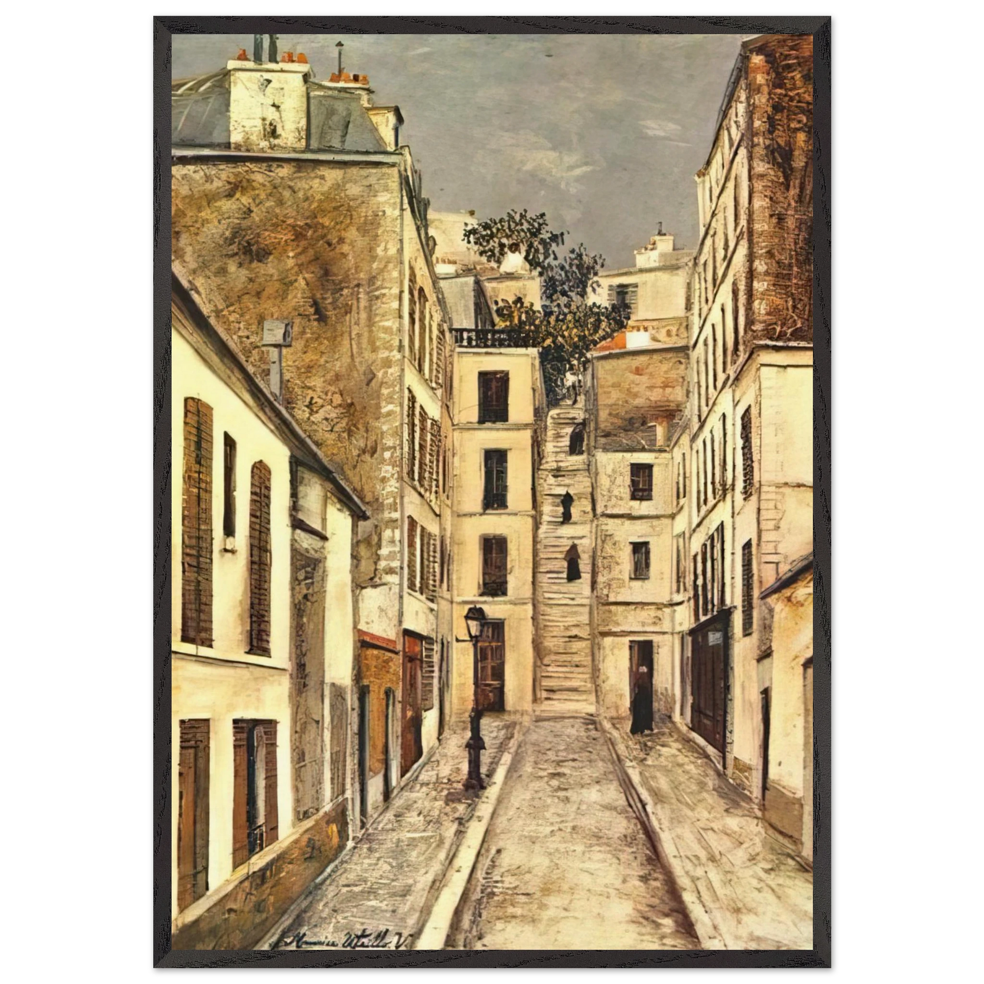 THE PASSAGE THE DEAD END - Maurice Utrillo Framed Art Print – Black Wooden Frame - Default Title - -Framed Art Print