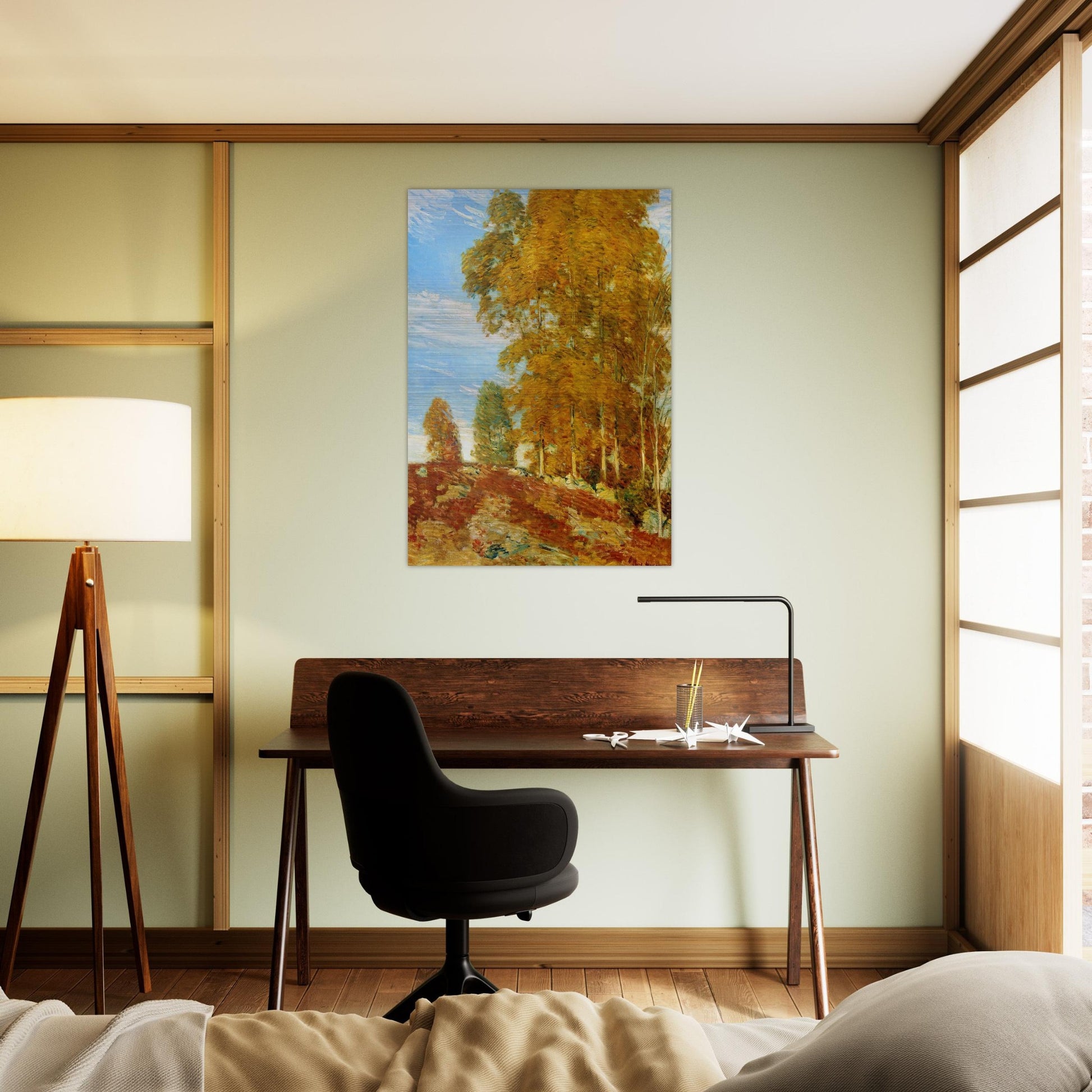 Autumn Hilltop, New England - Childe Hassam Brushed Aluminum Print - 70x100 cm / 28x40 inches | Childe Hassam Aluminum Print | Childe Hassam Prints