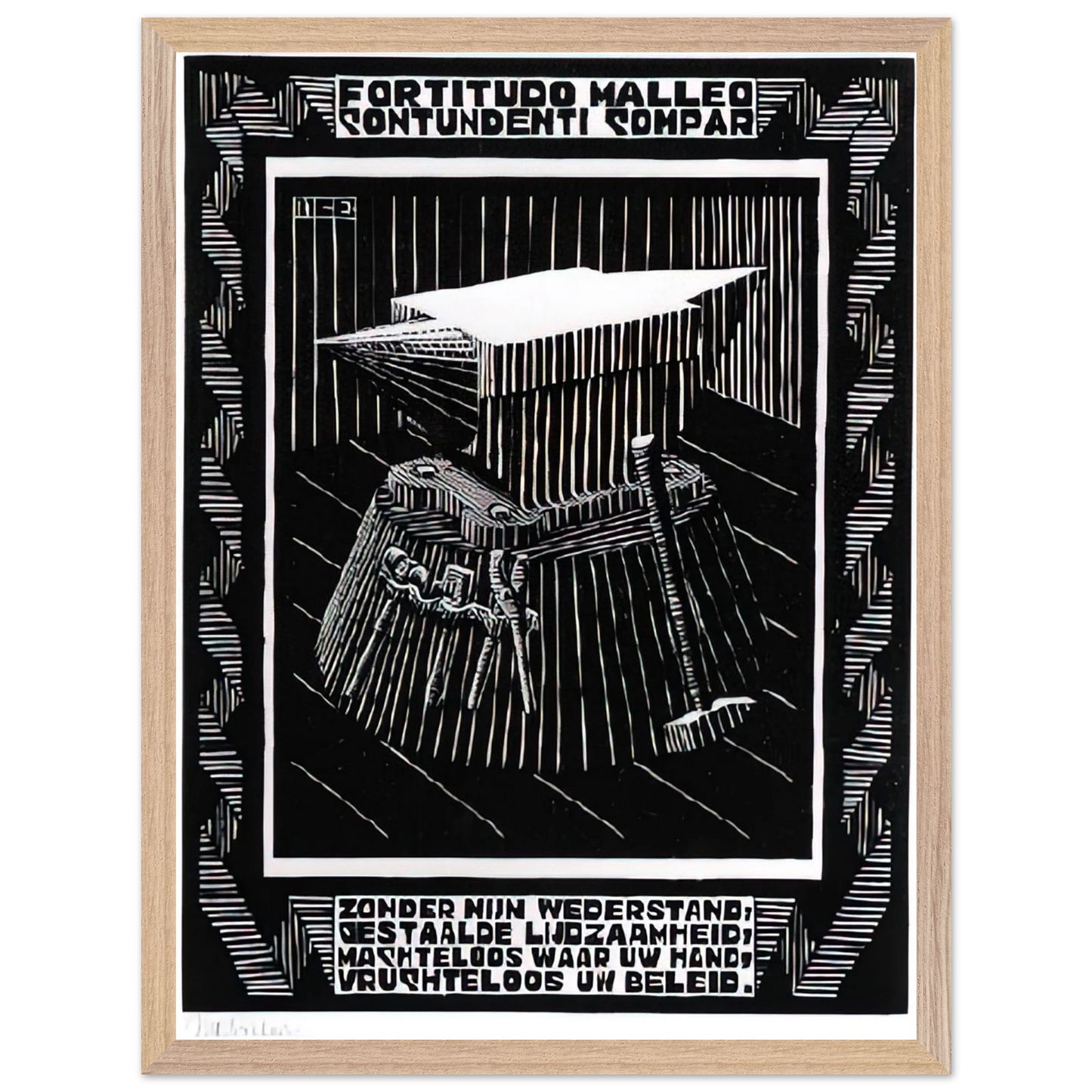 MC Escher - EMBLEMATA ANVIL Wall Art - 30x40 cm / 12x16 inches - Fine Art Poster - -