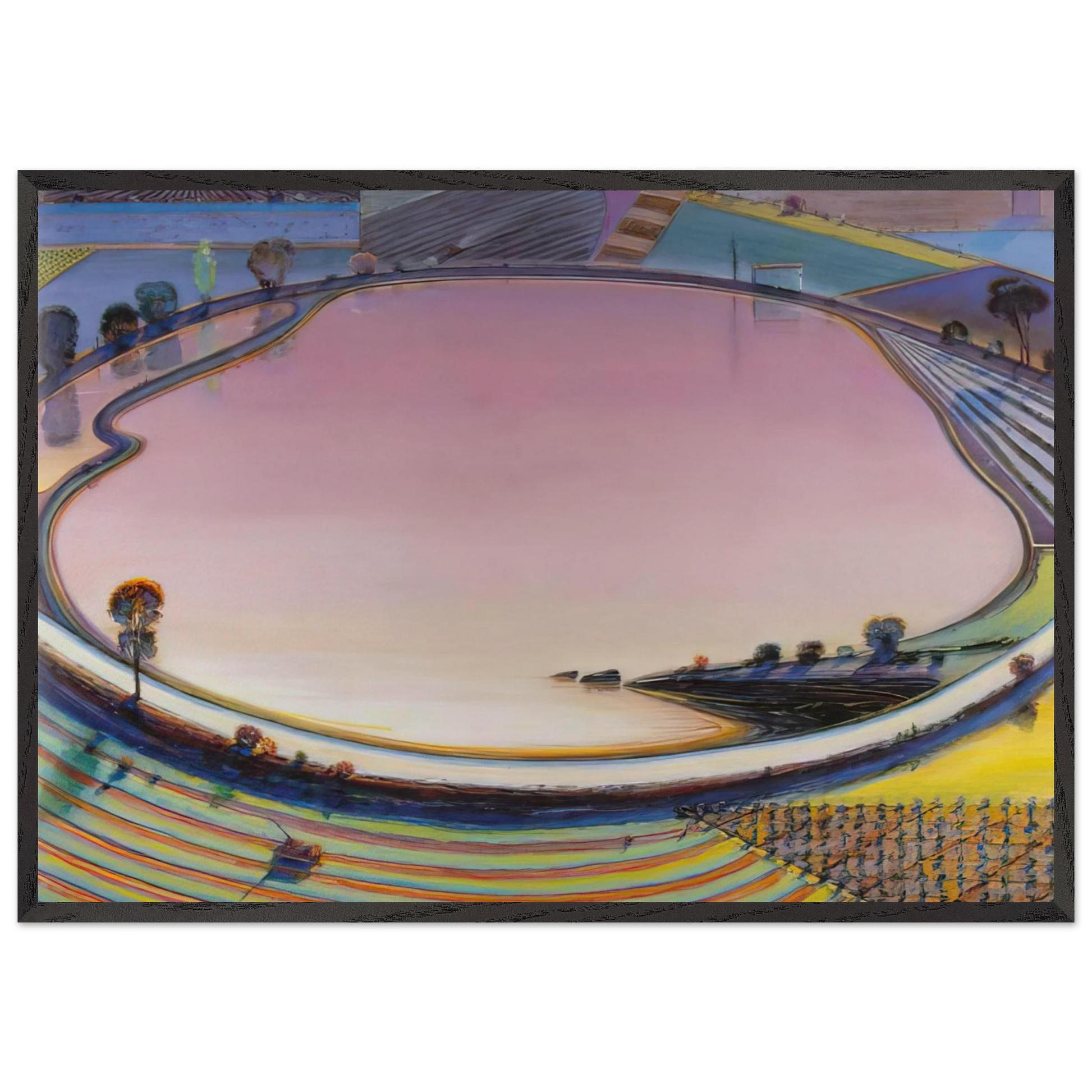 Reservoir - 1999 - Wayne Thiebaud Framed Art Print – Black Wooden Frame - Default Title - -Framed Art Print