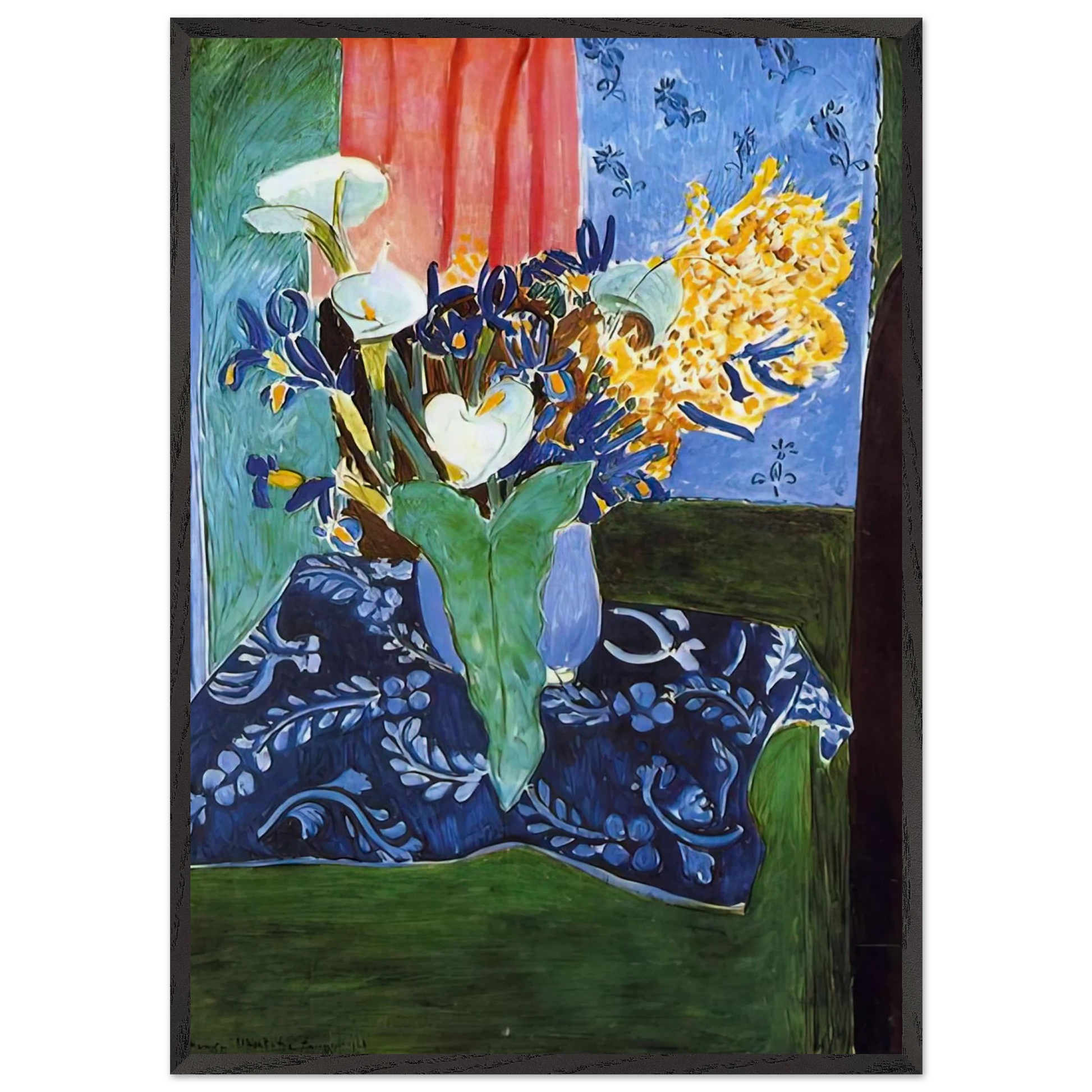 CALLA LILIES IRISES AND MIMOSAS 1913 - Henri Matisse Framed Art Print – Black Wooden Frame - Default Title - -Framed Art Print