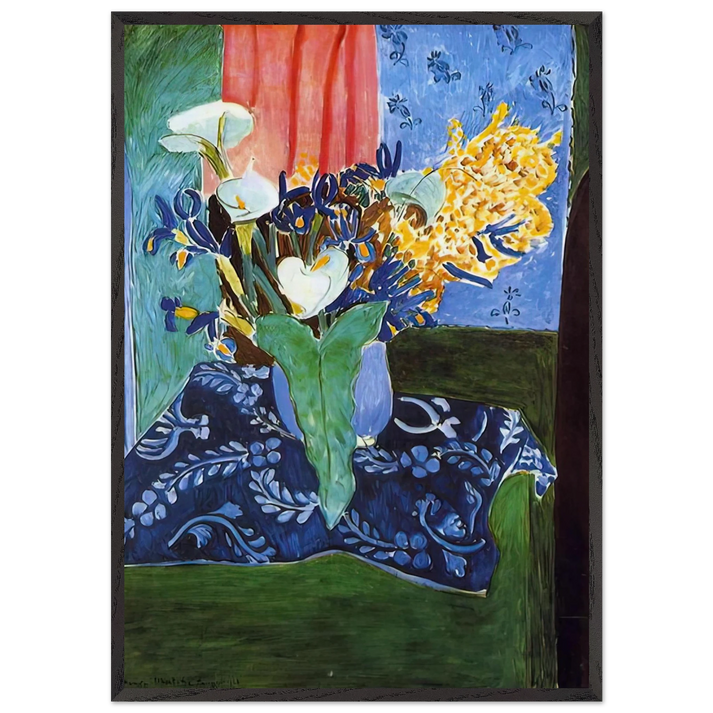 CALLA LILIES IRISES AND MIMOSAS 1913 - Henri Matisse 70x100 cm / 28x40 inches Framed Art Print – Black Wooden Frame