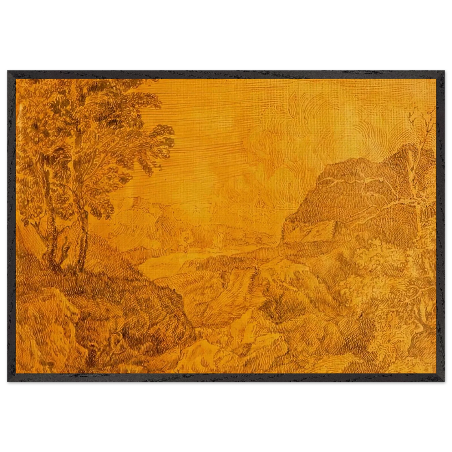 A VILLAGE IN SUMMERSET 1 - Giorgio de Chirico Framed Art Print – Black Wooden Frame - Default Title - -Framed Art Print