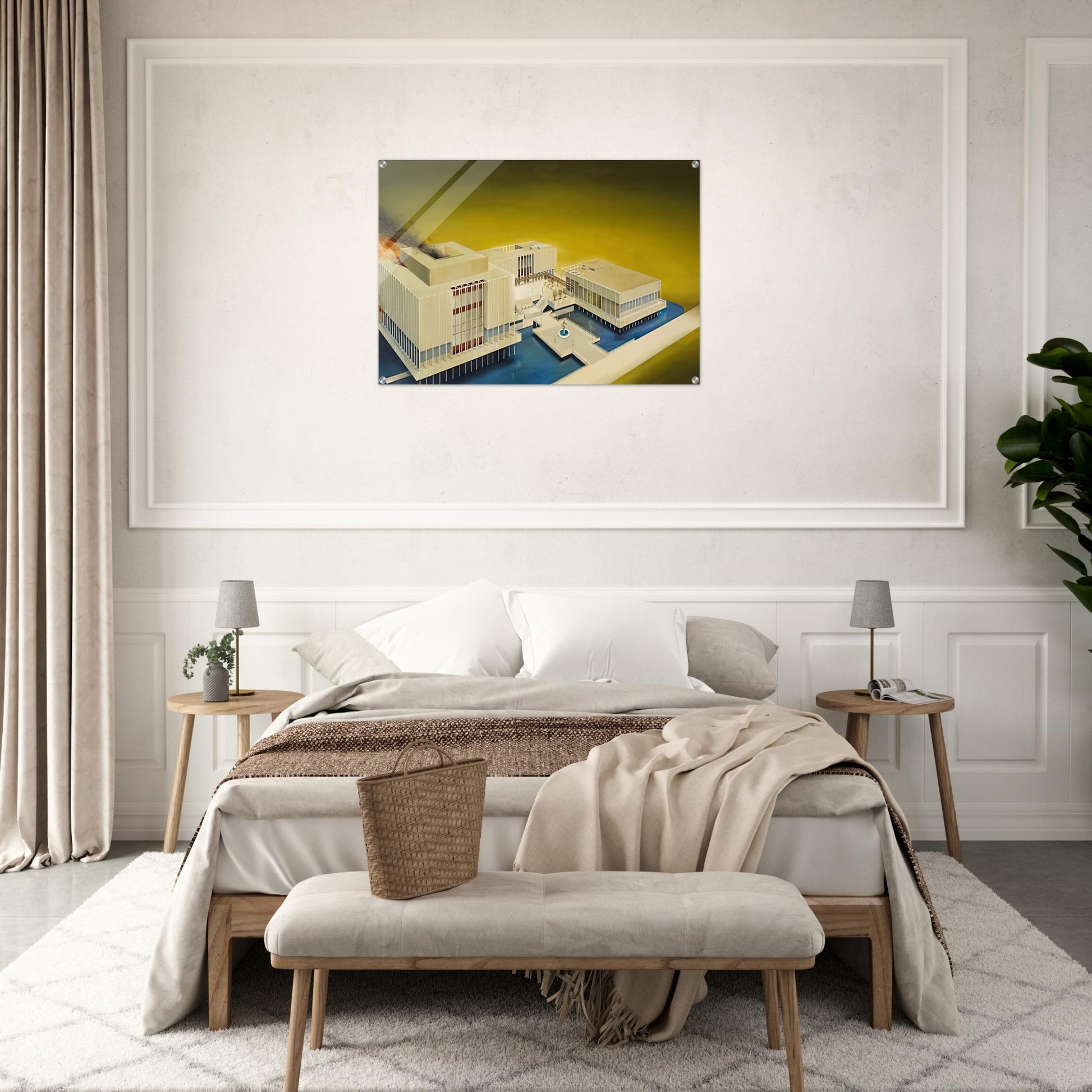 THE LOS ANGELES COUNTY MUSEUM ON FIRE 1968 - Edward Ruscha Acrylic Print - 70x100 cm / 28x40″ inches | Edward Ruscha Wall Art | Edward Ruscha Prints