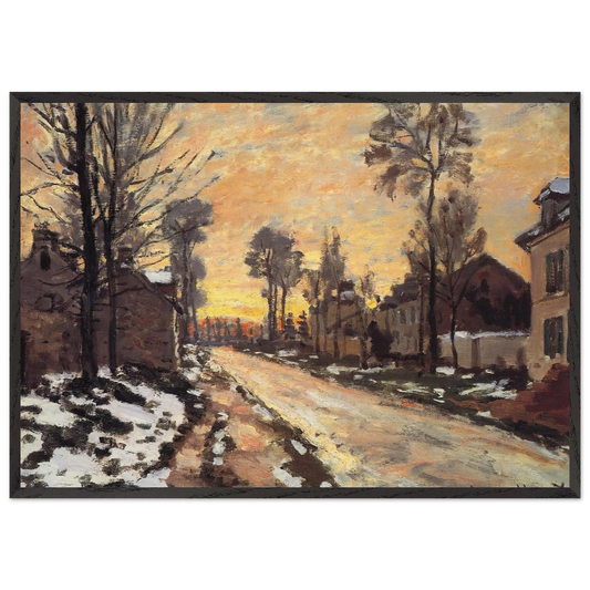 Road at Louveciennes Melting Snow Sunset - claude monet Framed Art Print – Black Wooden Frame - Default Title - -Framed Art Print