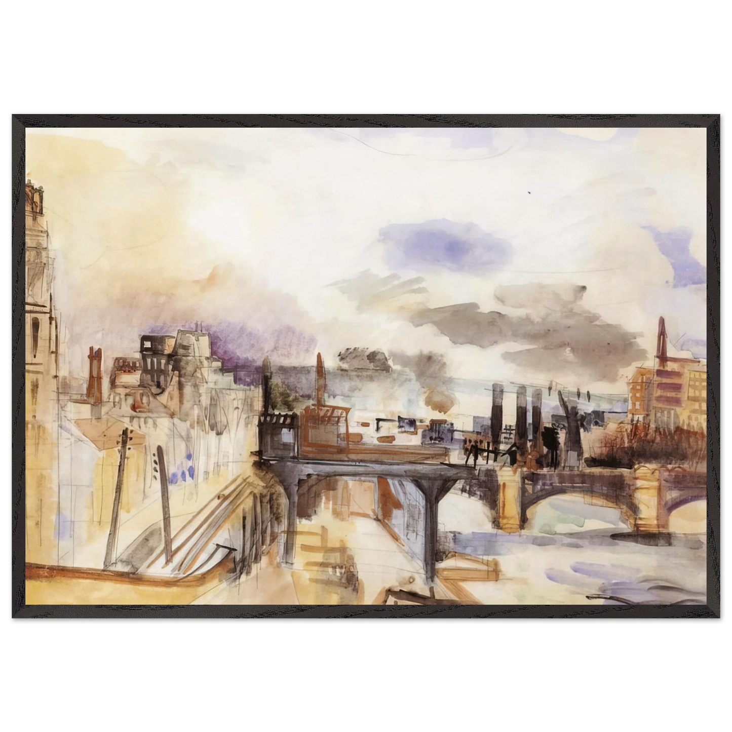 PARISIAN BRIDGE 1922 - Raoul Dufy Framed Art Print – Black Wooden Frame - Default Title - -Framed Art Print