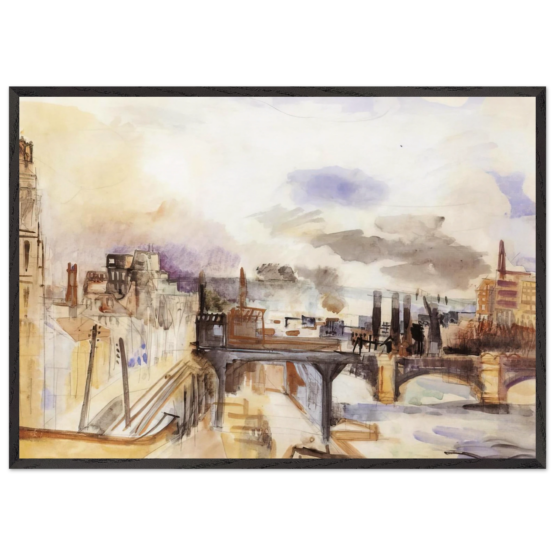 PARISIAN BRIDGE 1922 - Raoul Dufy Framed Art Print – Black Wooden Frame - Default Title - -Framed Art Print