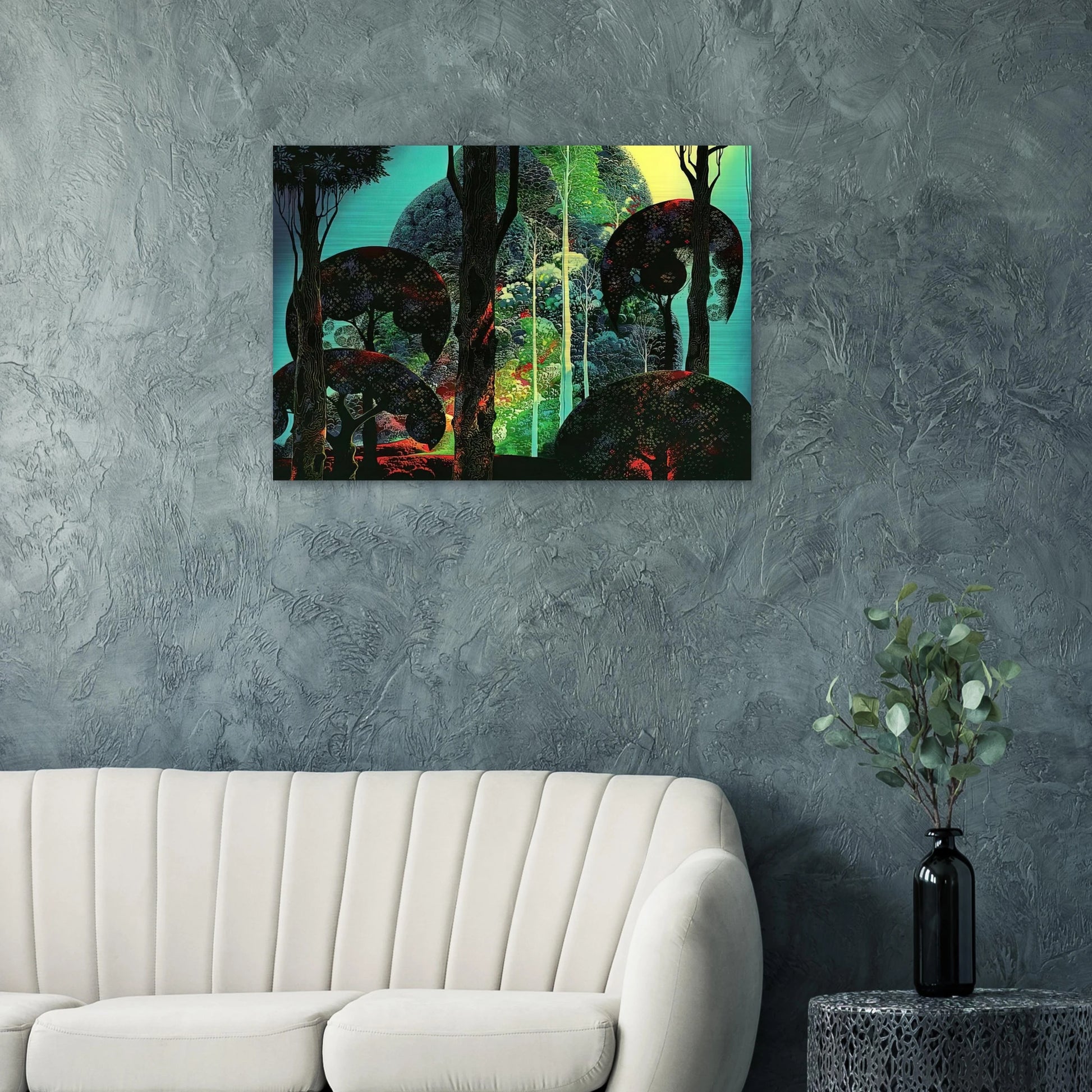 Fired by Sun - Eyvind Earle Brushed Aluminum Print - 70x100 cm / 28x40 inches | Eyvind Earle Aluminum Print | Eyvind Earle Prints