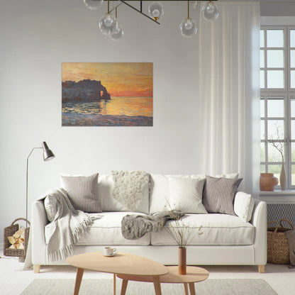 Etretat, Cliff of d`Aval, Sunset - claude monet Brushed Aluminum Print - 70x100 cm / 28x40 inches | claude monet Aluminum Print | claude monet Prints