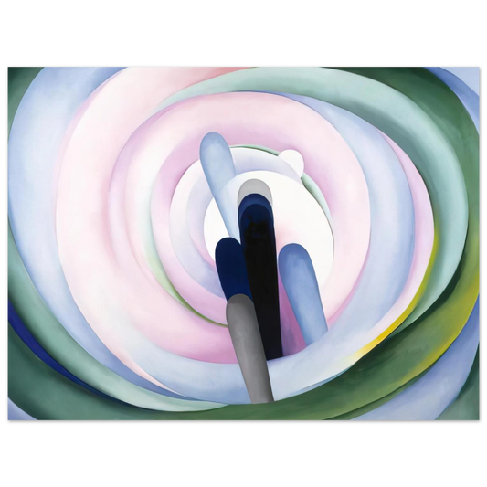 Georgia O'Keeffe - Grey Blue and Black, Pink Circle Fine Art Poster - 13x18 cm / 5x7 inches