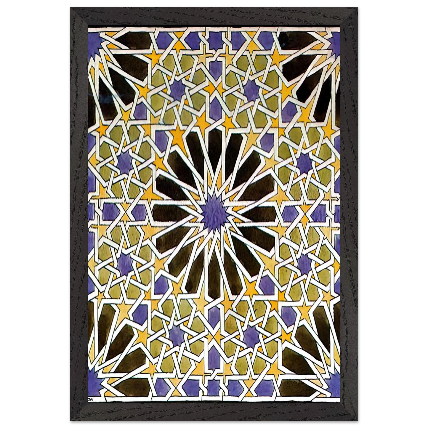 MC Escher - MURAL MOSAIC IN THE ALHAMBRA Wall Art - 30x40 cm / 12x16 inches - Premium Wooden Framed Poster With Fine Art Paper - Wood frame