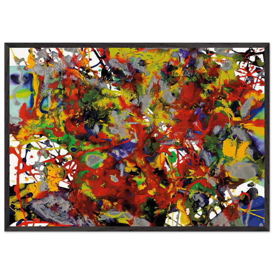 Untitled  SFP94-29  SFF 1708 e - Sam Francis Framed Art Print – Black Wooden Frame - Default Title - -Framed Art Print