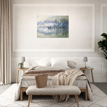 The Seine at Port Villez, Snow Effect - claude monet Acrylic Print - 70x100 cm / 28x40″ inches