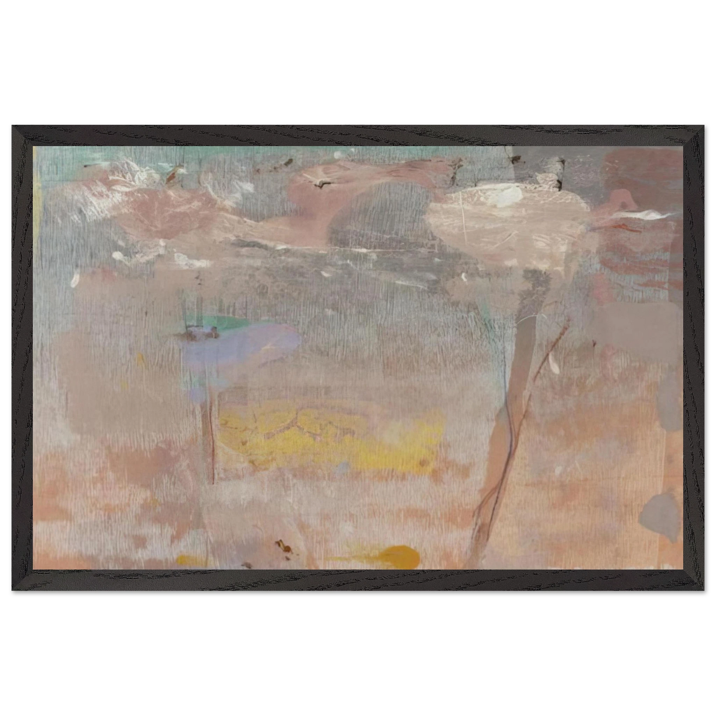 Helen Frankenthaler - Monotype I - 1981 Wall art - 28x43  cm / XL (11x17 inches) - Premium Wooden Framed Poster With Fine Art Paper - Black frame