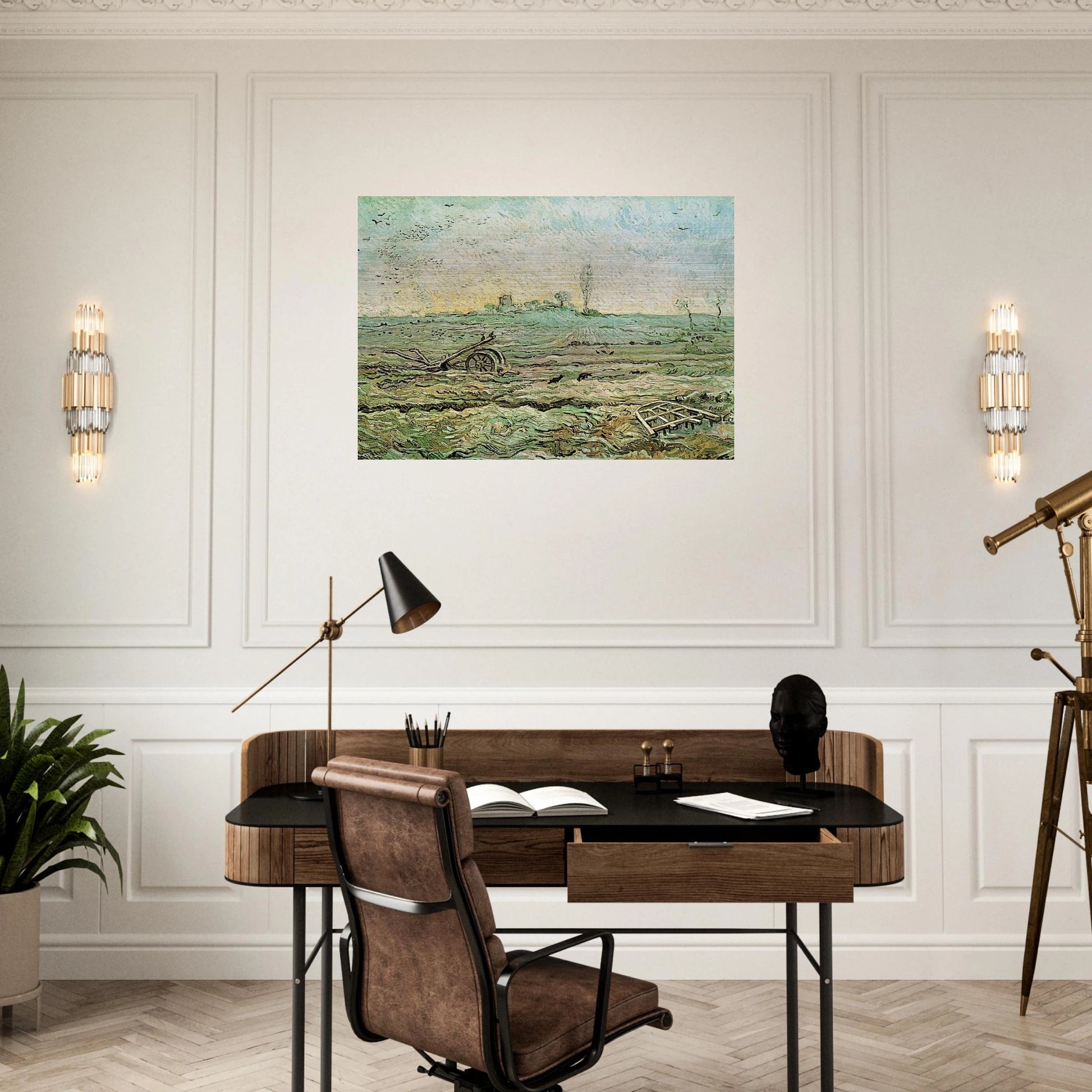 The Plough and the Harrow after Millet - Vincent van Gogh Brushed Aluminum Print - 70x100 cm / 28x40 inches | Vincent van Gogh Aluminum Print | Vincent van Gogh Prints