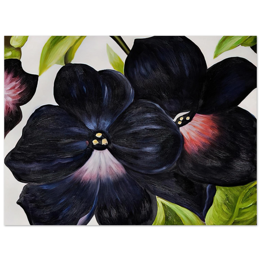 Georgia O'Keeffe - Black and Purple Petunias Fine Art Poster - 13x18 cm / 5x7 inches