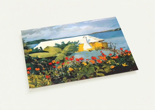 FLOWER GARDEN AND BUNGALOW BERMUDA By Winslow Homer Pack of 10 Post Cards | Winslow Homer Post Cards | A6 (10.5 x 14.8 cm) - 4.1 x 5.8 inches