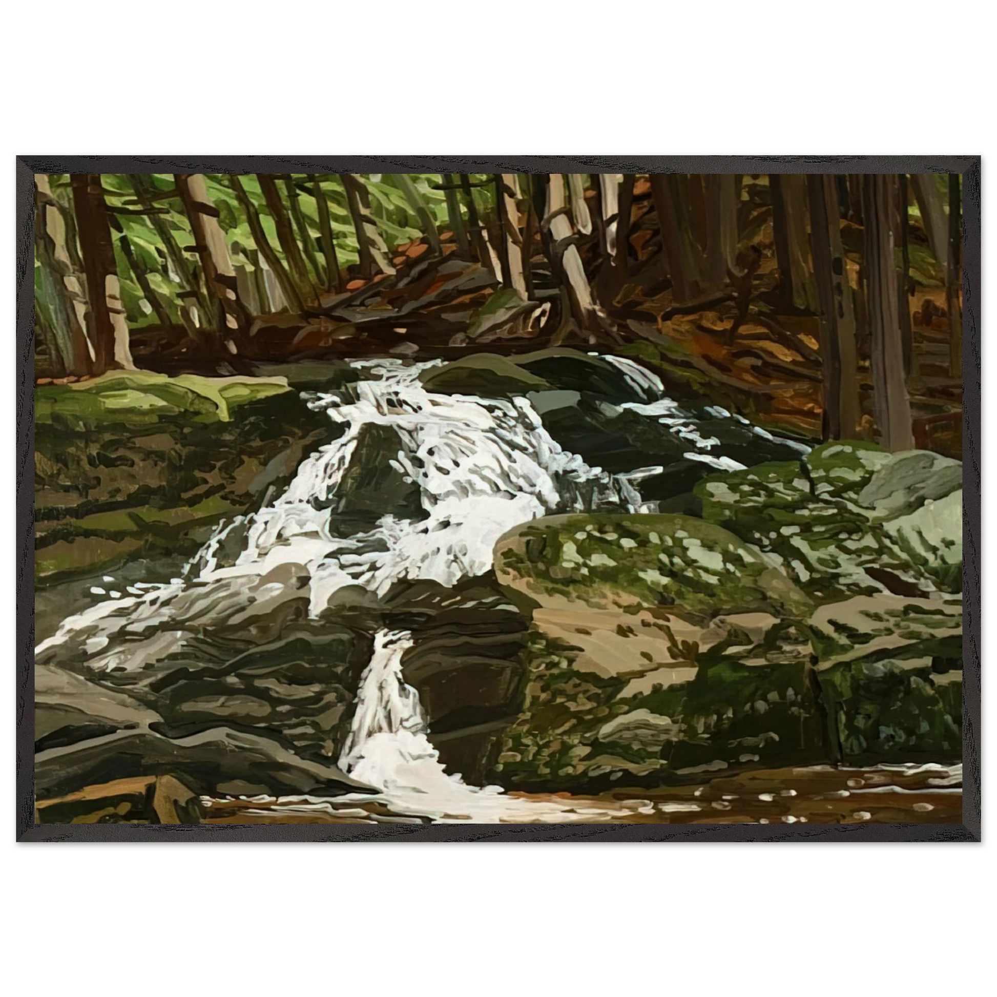 Study for Falls - Jam Brook - 1996 - Neil Welliver Framed Art Print – Black Wooden Frame - Default Title - -Framed Art Print